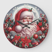 Grande Horloge Ronde Red Plaid Santa Moon (Recto)