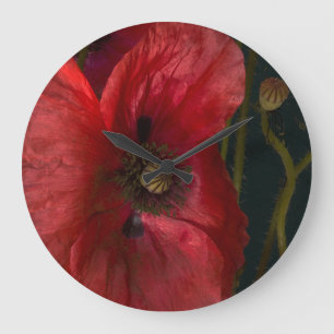 Grande Horloge Ronde Red Poppies