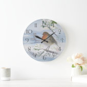 Grande Horloge Ronde Red Robin Bird Noël d'hiver (Maison)
