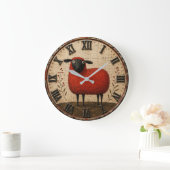Grande Horloge Ronde Red Sheep (Maison)
