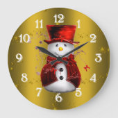 Grande Horloge Ronde Red Snowmen en or (Recto)