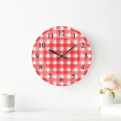 Grande Horloge Ronde Red White Plaid Retro Kitchen Clock (Maison)