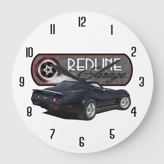 Grande Horloge Ronde Redline Garage noir Vette (Recto)