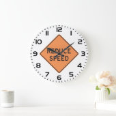 Grande Horloge Ronde Reduce Speed Orange Diamond Road Sign (Maison)
