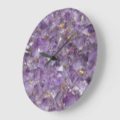 Grande Horloge Ronde Reflet Doré d'Améthyste (Angle)