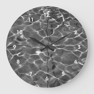 Grande Horloge Ronde Réflexions Abstraites sur l'eau : noir et blanc