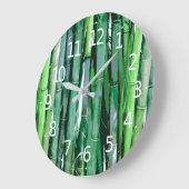 Grande Horloge Ronde Refreshing Green Bamboo Artwork | Wall Clock (Angle)