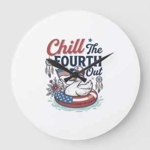 Grande Horloge Ronde Refroidir le quatrième T-shirt vectoriel de canard
