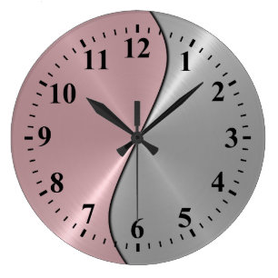 Grande Horloge Ronde Regard argenté Deco 5 en métal d'acier inoxydabl