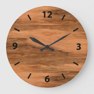 Grande Horloge Ronde Regard du bois de grain d'eucalyptus naturel