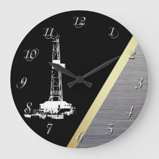 Grande Horloge Ronde Regard en métal d'or et d'argent de plate-forme de