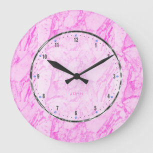 Grande Horloge Ronde Regard en pierre de marbre rose-clair