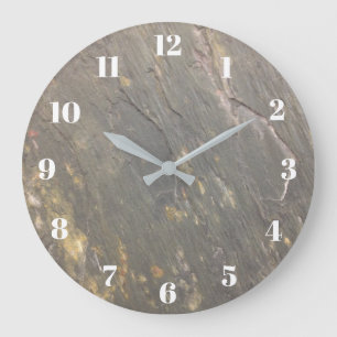 Grande Horloge Ronde Regard vert de pierre d'ardoise