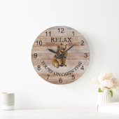 Grande Horloge Ronde Relax You're on Cabin time Bear wood (Maison)
