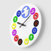 Grande Horloge Ronde Religions mondiales en couleur (Angle)