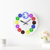 Grande Horloge Ronde Religions mondiales en couleur (Maison)