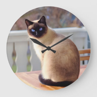 Grande Horloge Ronde Reloj de gato siamés