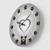 Grande Horloge Ronde Reloj de pared con gatos (Angle)