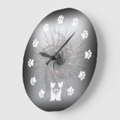 Grande Horloge Ronde Reloj de pared con gatos (Angle)