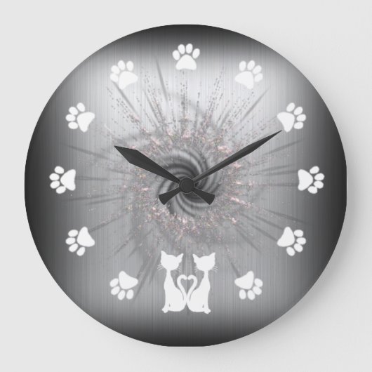 Grande Horloge Ronde Reloj de pared con gatos (Recto)
