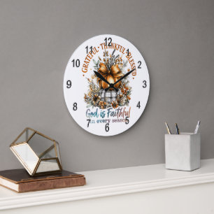 Grande Horloge Ronde Remerciements Heureux Bénis