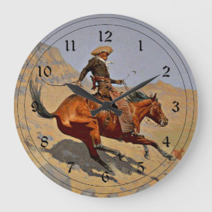 Grande Horloge Ronde Remington : Le Cowboy, l'art des cow-boys américa