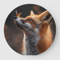 Renard mou avec papillon assis sur son nez