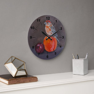 Grande Horloge Ronde Repos de milieu de journée du roselin familier Pei