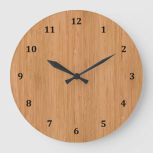 Grande Horloge Ronde Représentation naturelle du grain de bois de bamb
