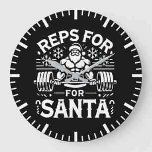 Grande Horloge Ronde Reps pour Père Noël - Funny Christmas Fitness