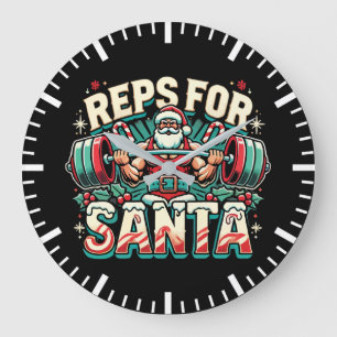 Grande Horloge Ronde Reps pour Père Noël - Funny Christmas Fitness