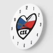 Grande Horloge Ronde République Tchèque Code Pays CZE Coeur Drapeau (Angle)