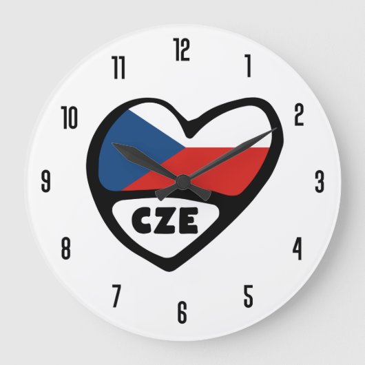 Grande Horloge Ronde République Tchèque Code Pays CZE Coeur Drapeau (Recto)