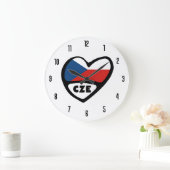 Grande Horloge Ronde République Tchèque Code Pays CZE Coeur Drapeau (Maison)