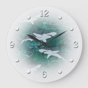Grande Horloge Ronde Requins, marine, mer, poisson, prédateur, animal, 