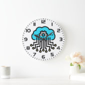 Grande Horloge Ronde Réseau de cloud computing Circuit Engrenage Techno (Maison)