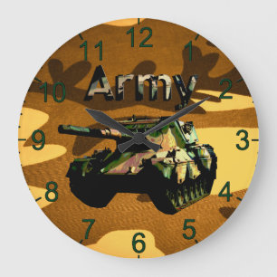 Grande Horloge Ronde Réservoir de l'armée verte, Wall Clock