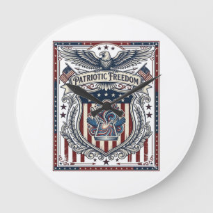 Grande Horloge Ronde Résine Patriotique