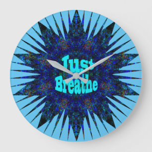 Grande Horloge Ronde Respirez la Blue Yoga Star,