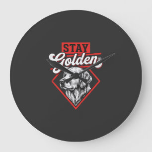 Grande Horloge Ronde Restez Golden Golden Retriever Chien