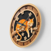 Grande Horloge Ronde Resting Tabby Cat Petal (Angle)