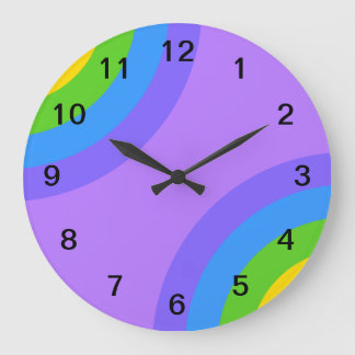 Grande Horloge Ronde Résumé pourpre et multicolore