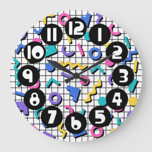Grande Horloge Ronde Rétro 1980/1990 Style Memphis