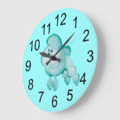 Grande Horloge Ronde Retro Aqua Poodle Wall Clock (Angle)