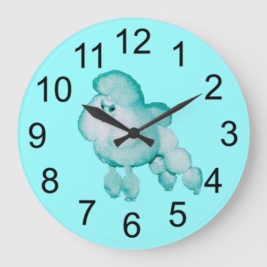 Grande Horloge Ronde Retro Aqua Poodle Wall Clock (Recto)