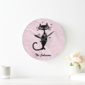 Grande Horloge Ronde Retro Atomic Black Cat Personalized Kitchen Clock (Maison)