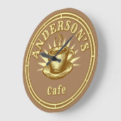 Grande Horloge Ronde Retro Cafe Sign Template (Angle)