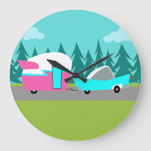Grande Horloge Ronde Rétro Camper / Trailer and Car Wall Clock