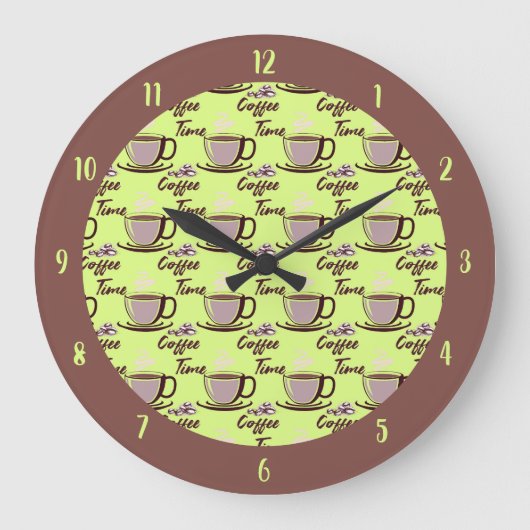 Grande Horloge Ronde Rétro Coffee Time Coffee Cup Mug Kitchen (Recto)
