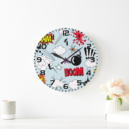 Grande Horloge Ronde Retro Comic Explosion Pop Art